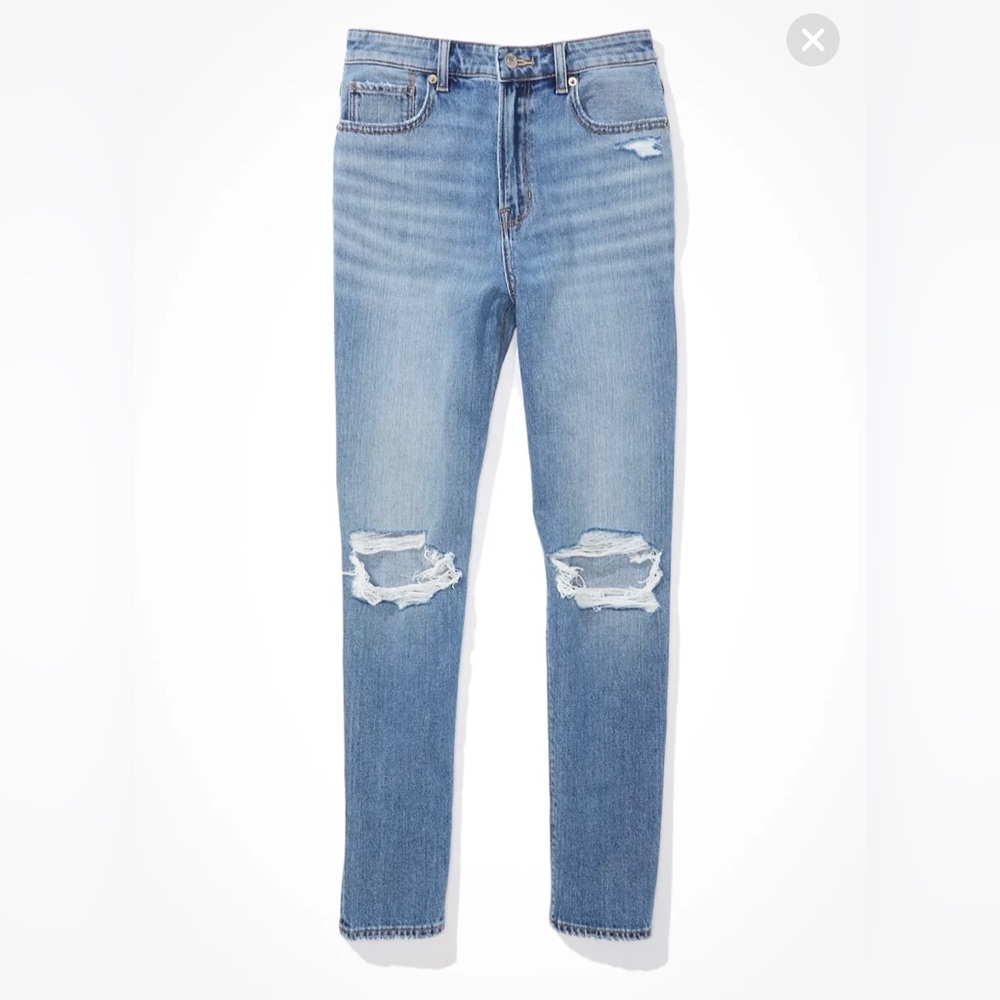 American Eagle High Waisted Distressed Mom Jeans Size 16 Regular